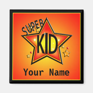 Star Super Kid Name Custom Magnet