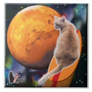 Star Surfer-Cat Chilli Pepper Tile
