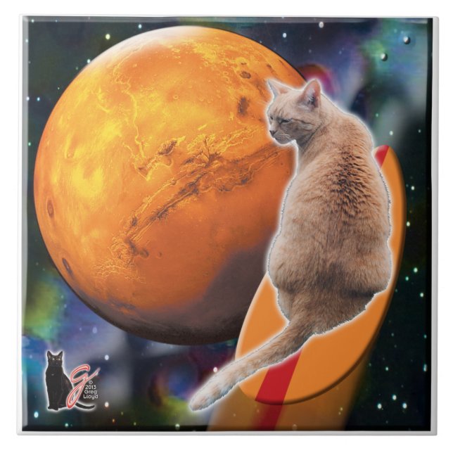 Star Surfer-Cat Chilli Pepper Tile (Front)