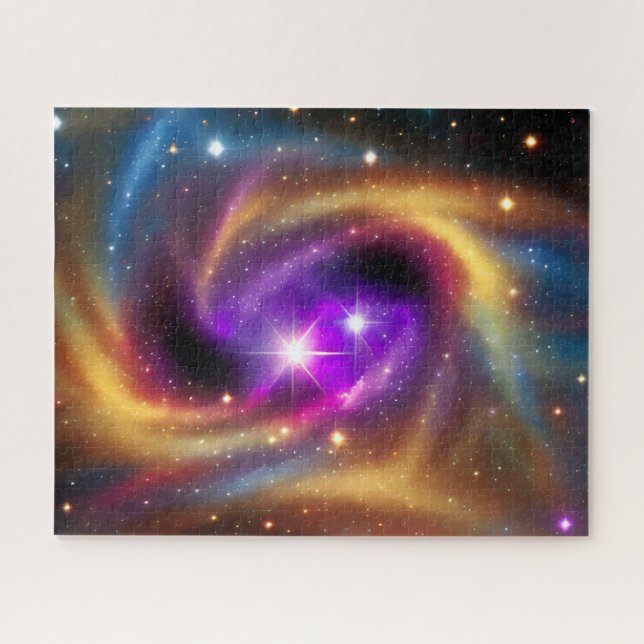 Star Surrounded by Colourful Cosmic Rays Jigsaw Puzzle (Horizontal)