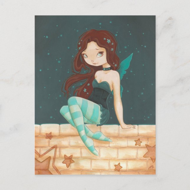 Star- sweet star fairy on a brick wall postcard (Front)