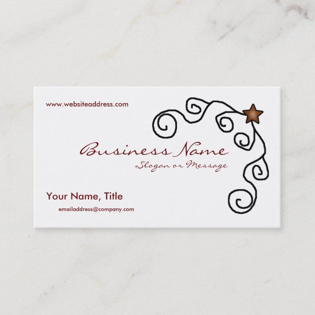 Star & Swirl Country Primitive Business Card (Front)