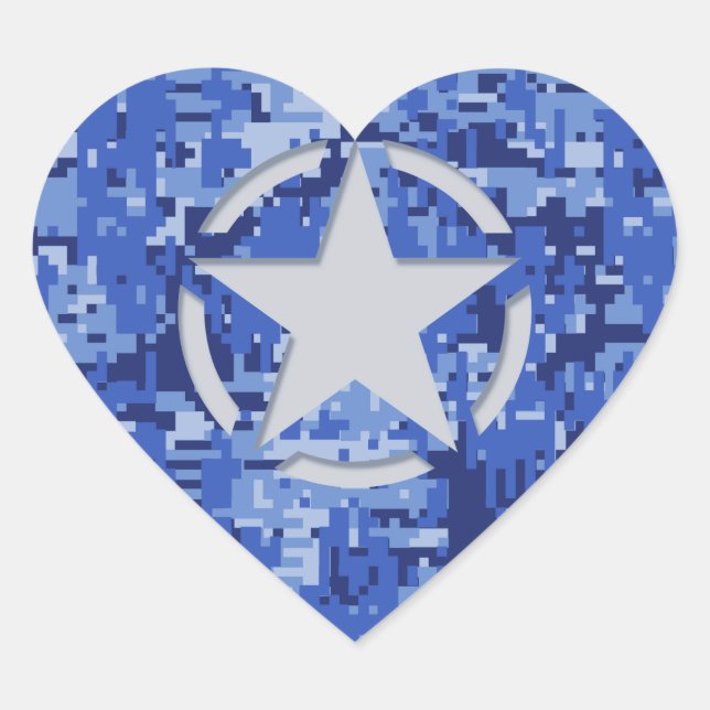 Star Symbol Decal Navy Blue Camouflage Heart Sticker (Front)