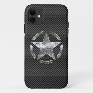Star Symbol on a Carbon Style Decor iPhone 11 Case