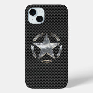 Star Symbol on a Carbon Style Decor iPhone 15 Mini Case