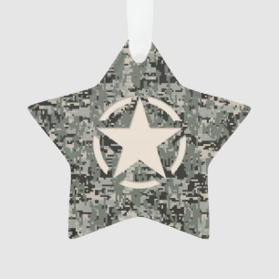 Star Symbol Pixel Digital Camouflage Ornament