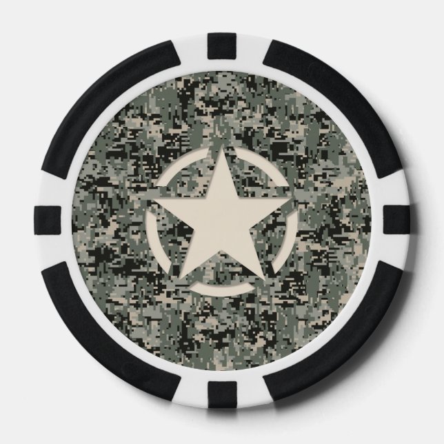Star Symbol Pixel Digital Camouflage Poker Chips (Front)