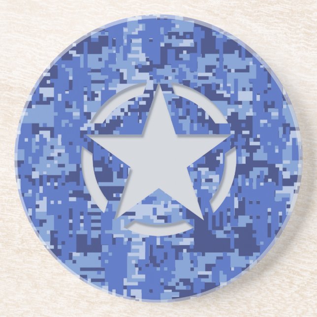 Star Tag Decal Navy Blue Camo Coaster (Front)