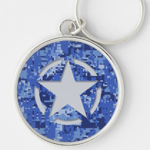 Star Tag Decal Navy Blue Camo Key Ring