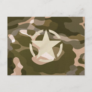Star Tag on Burlap Camouflage Style Postcard