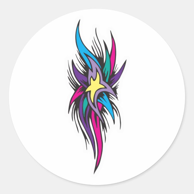 Star Tails Tattoo Design Classic Round Sticker (Front)