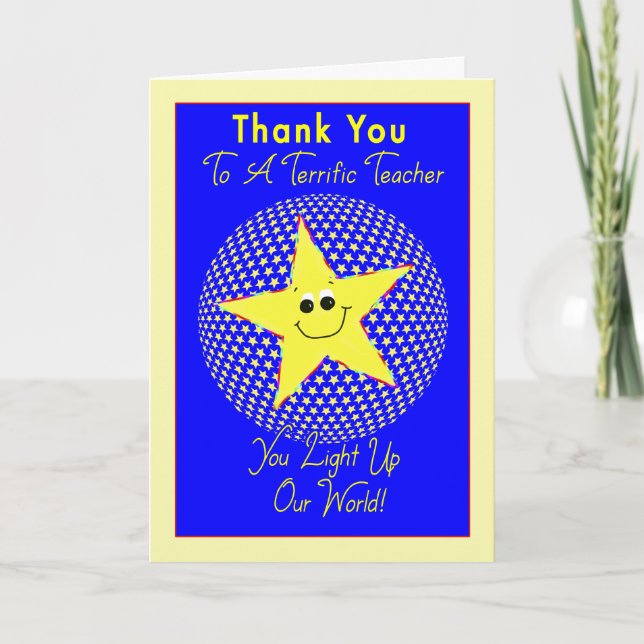 Star Teacher Thank You from Class Card (Front)