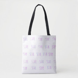 Star themed bright text tote bag