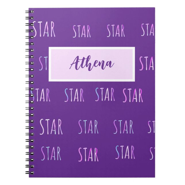 star themed purple notebook  (Front)