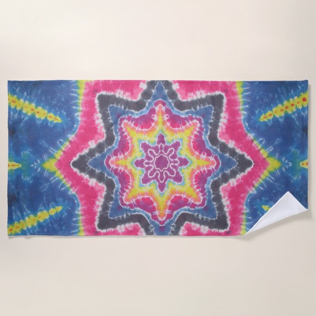 Star Tie Dye Beach Towel (Front)