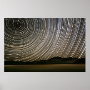Star Trail at Night California, Death Valley Poster
