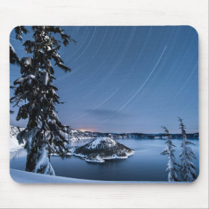 Star Trails Crater Lake National Park Mouse Mat