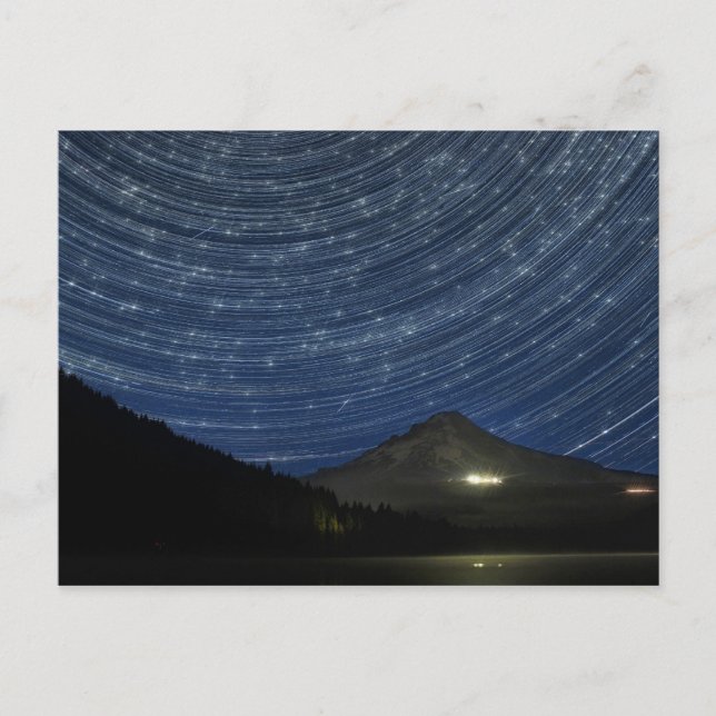 Star Trails Over Mount Hood at Trillium Lake OR Postcard (Front)