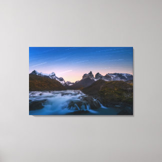 Star Trails Over Torres Del Paine Canvas Print