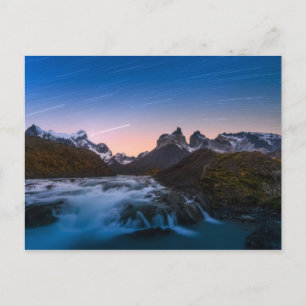 Star Trails Over Torres Del Paine Postcard