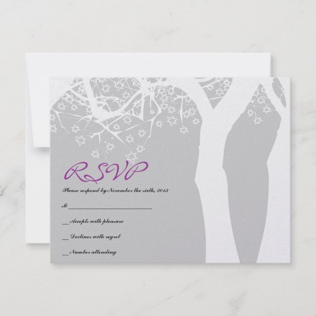 STAR TREE Bar Bat Mitzvah Invitation Reply Card (Front)