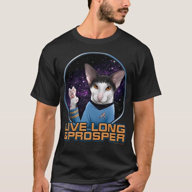 Star Trek The Original Series Spock Cat Live Long  T-Shirt (Front)