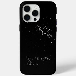 Star Trio in Black & White with message and name iPhone 15 Pro Max Case