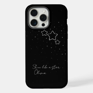Star Trio in Black & White with message and name iPhone 15 Pro Max Case