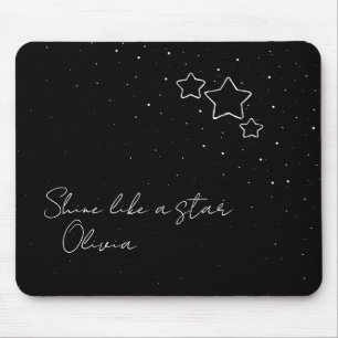 Star Trio in Black & White with message and name Mouse Mat