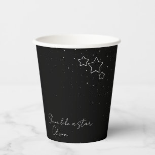 Star Trio in Black & White with message and name Paper Cups