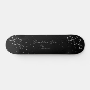 Star Trio in Black & White with message and name Skateboard