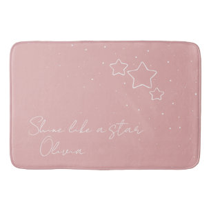 Star Trio in Pink & White with message and name Bath Mat