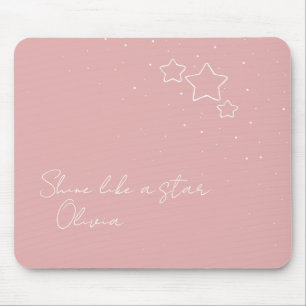 Star Trio in Pink & White with message and name Mouse Mat