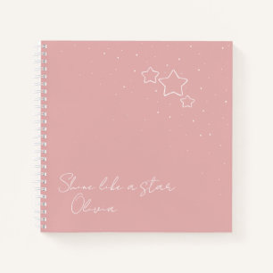 Star Trio in Pink & White with message and name Notebook