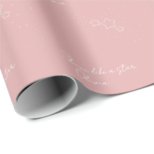 Star Trio in Pink & White with message and name Wrapping Paper