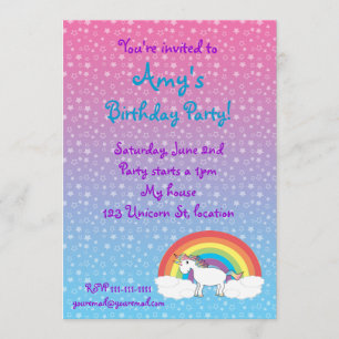 Star unicorn birthday invitation