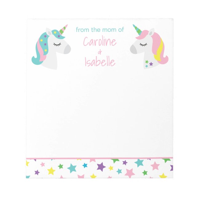 Star Unicorns Personalised Notepad (Front)