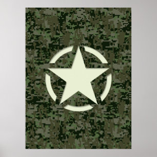 Star Vintage Decal Digital Woodland Poster