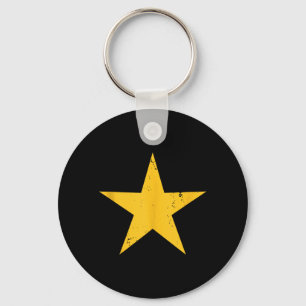 Star Vintage Yellow Simple Distressed Style Cute Key Ring