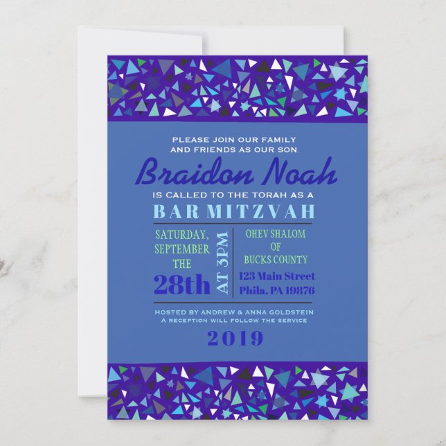 STAR WALL Bar Bat Mitzvah Invitation (Front)