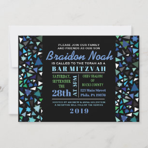 STAR WALL Bar Bat Mitzvah Invitation in Black