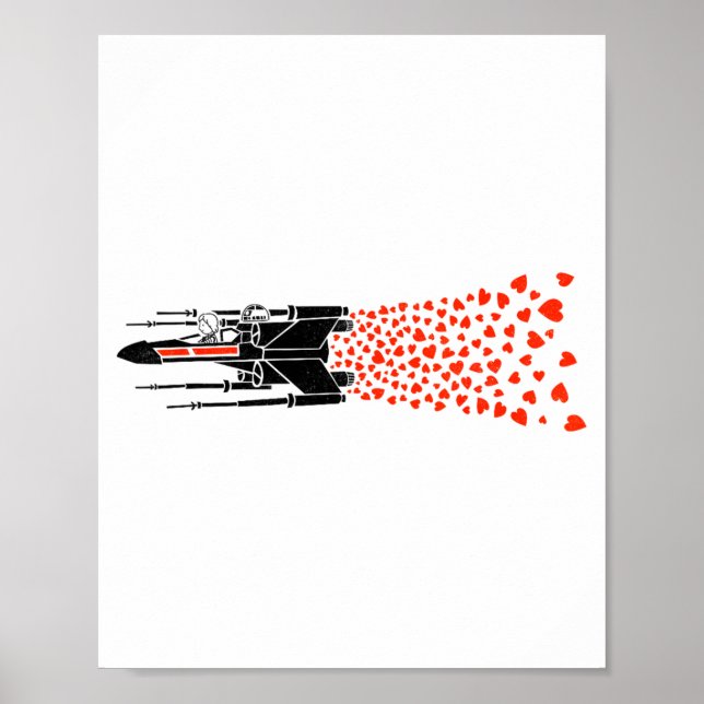 Star War Valentines Day Luke R2 D2 X Wing Hearts  Poster (Front)