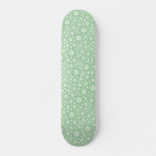 Star Wheel Abstract - Faded Green on White Skateboard
