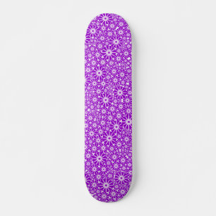 Star Wheel Abstract - Purple on White Skateboard