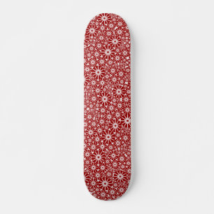 Star Wheel Abstract - Ruby Red on White Skateboard