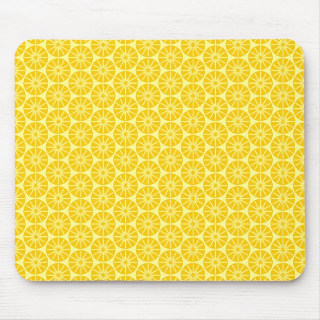 Star Wheel Pattern - Amber on Pale Yellow Mouse Mat (Front)