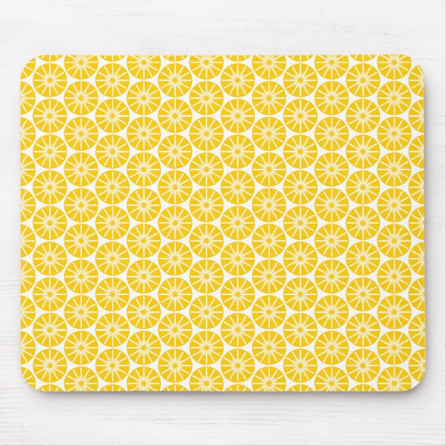 Star Wheel Pattern - Amber on White Mouse Mat (Front)