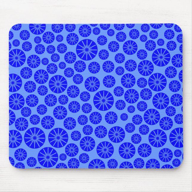 Star Wheel Pattern - Blue on Blue 6699FF Mouse Mat (Front)