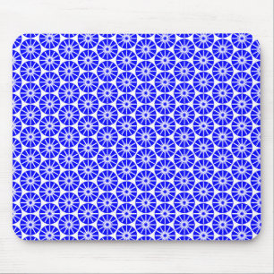 Star Wheel Pattern - Blue on White Mouse Mat
