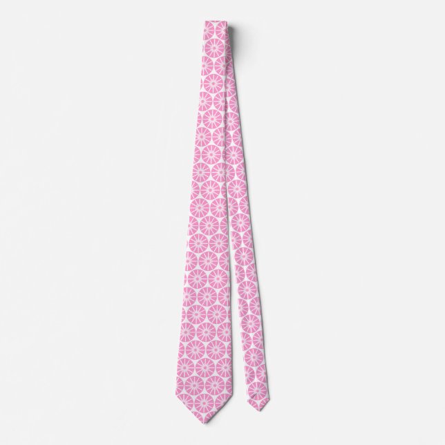Star Wheel Pattern II - Pink on White Tie (Front)